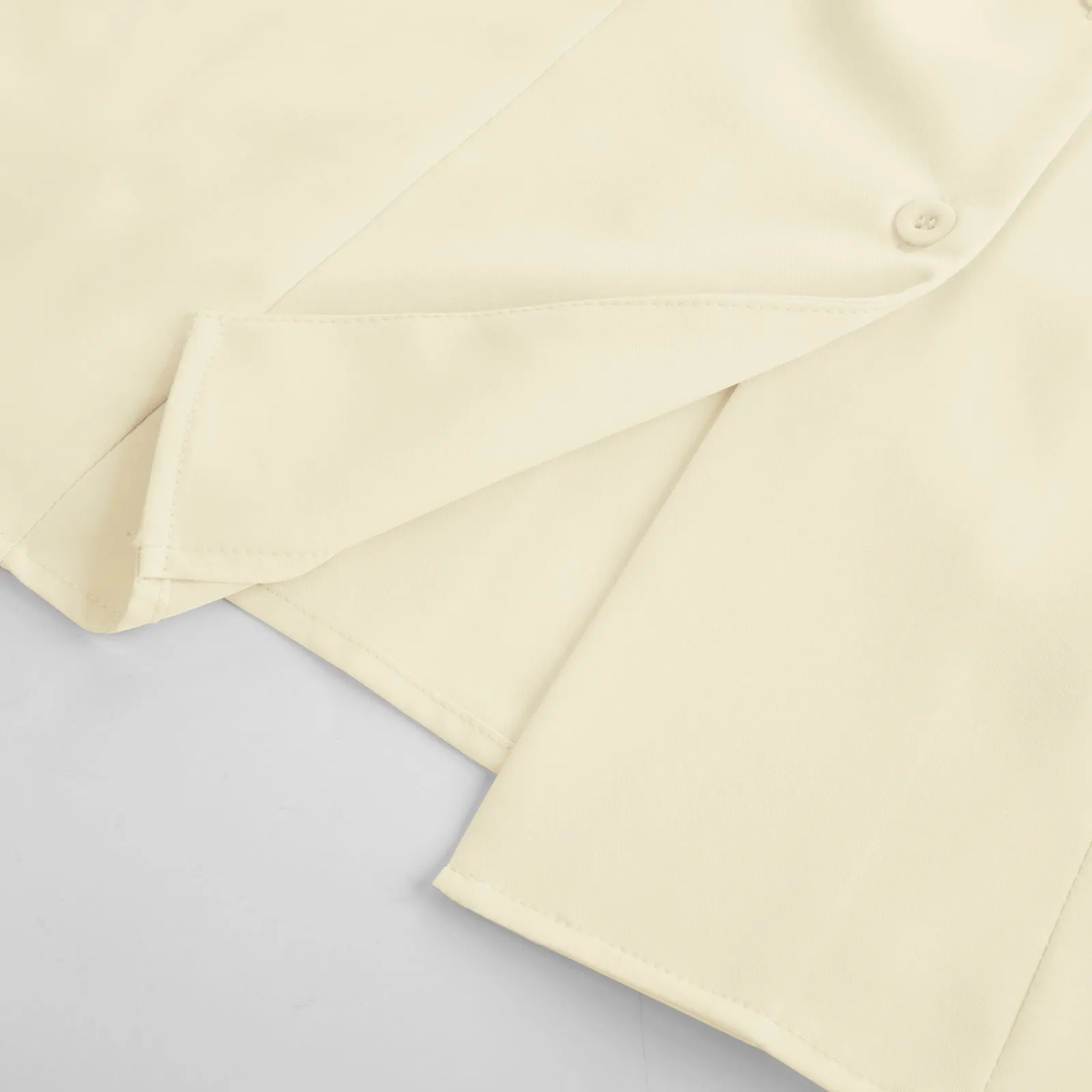 BP Women Vintage Shirt Short Sleeve Lapel Collar V-Neck Button-up Tops