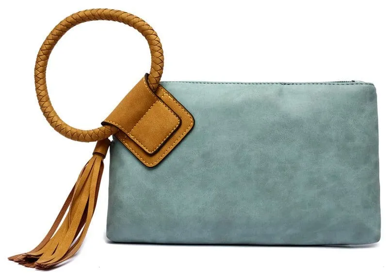 BP204 Fashion Cuff Handle Tassel Wristlet Clutch