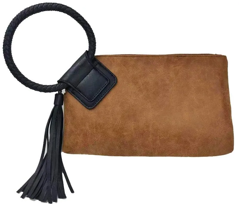 BP204 Fashion Cuff Handle Tassel Wristlet Clutch
