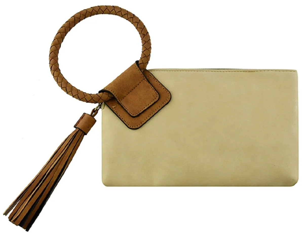 BP204 Fashion Cuff Handle Tassel Wristlet Clutch