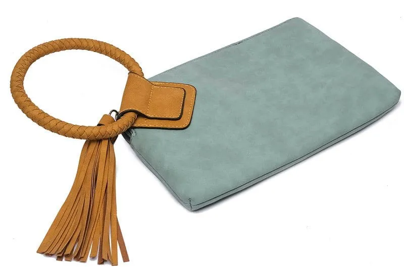 BP204 Fashion Cuff Handle Tassel Wristlet Clutch