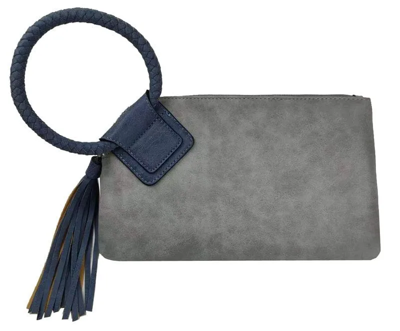 BP204 Fashion Cuff Handle Tassel Wristlet Clutch