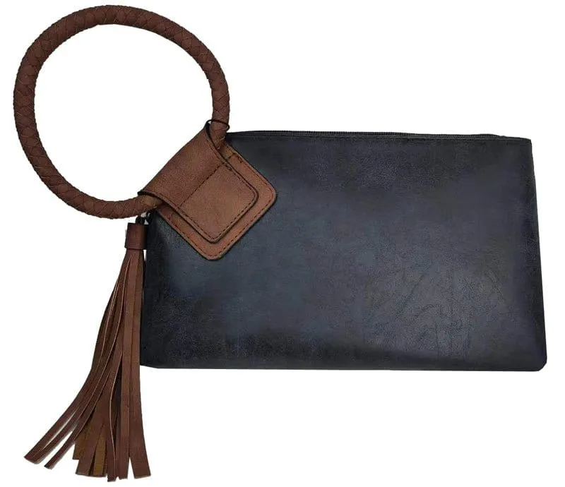 BP204 Fashion Cuff Handle Tassel Wristlet Clutch