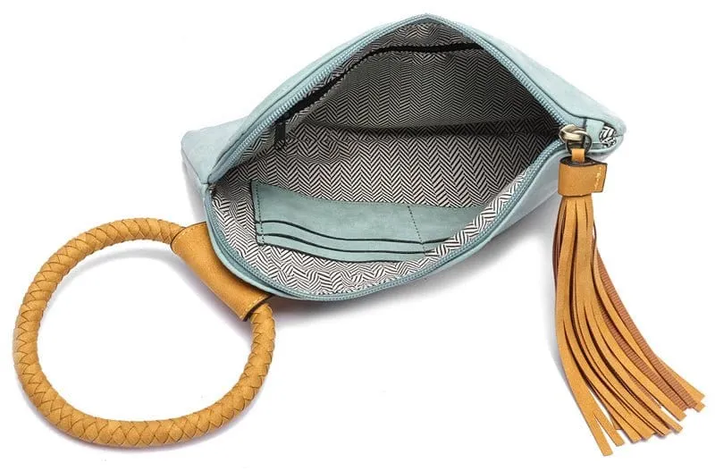 BP204 Fashion Cuff Handle Tassel Wristlet Clutch