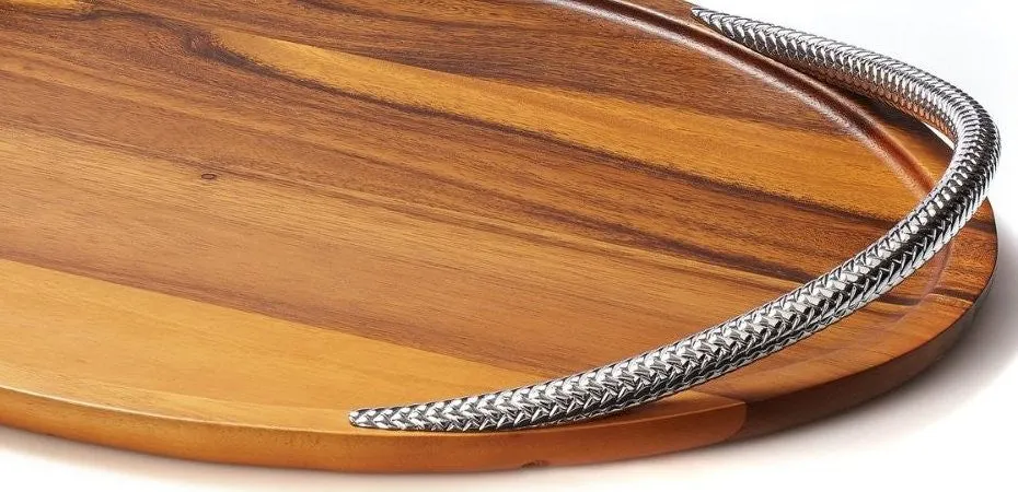 Braid Rope Acacia Wood Serving Tray
