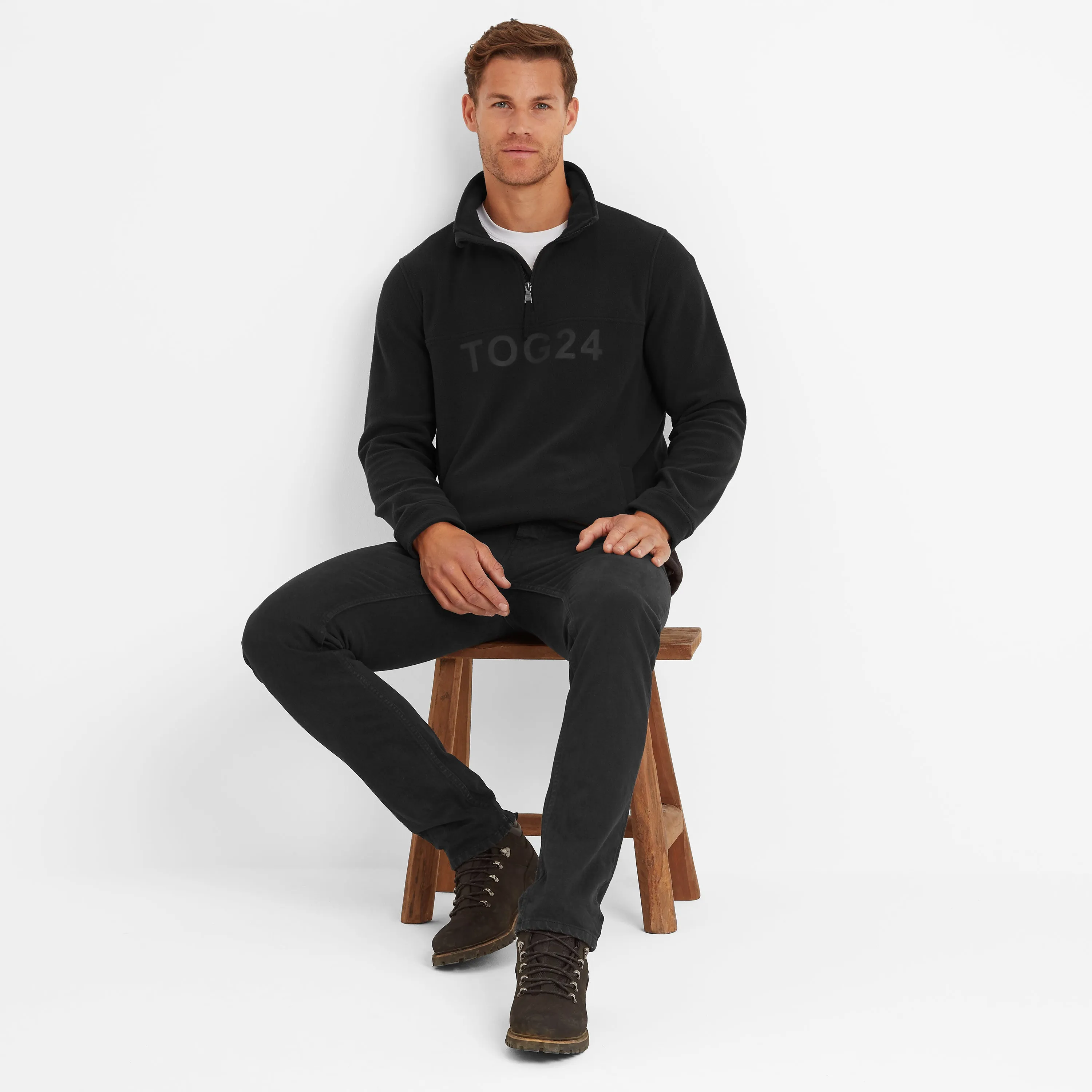 Brandon Mens Fleece Zip Neck - Black