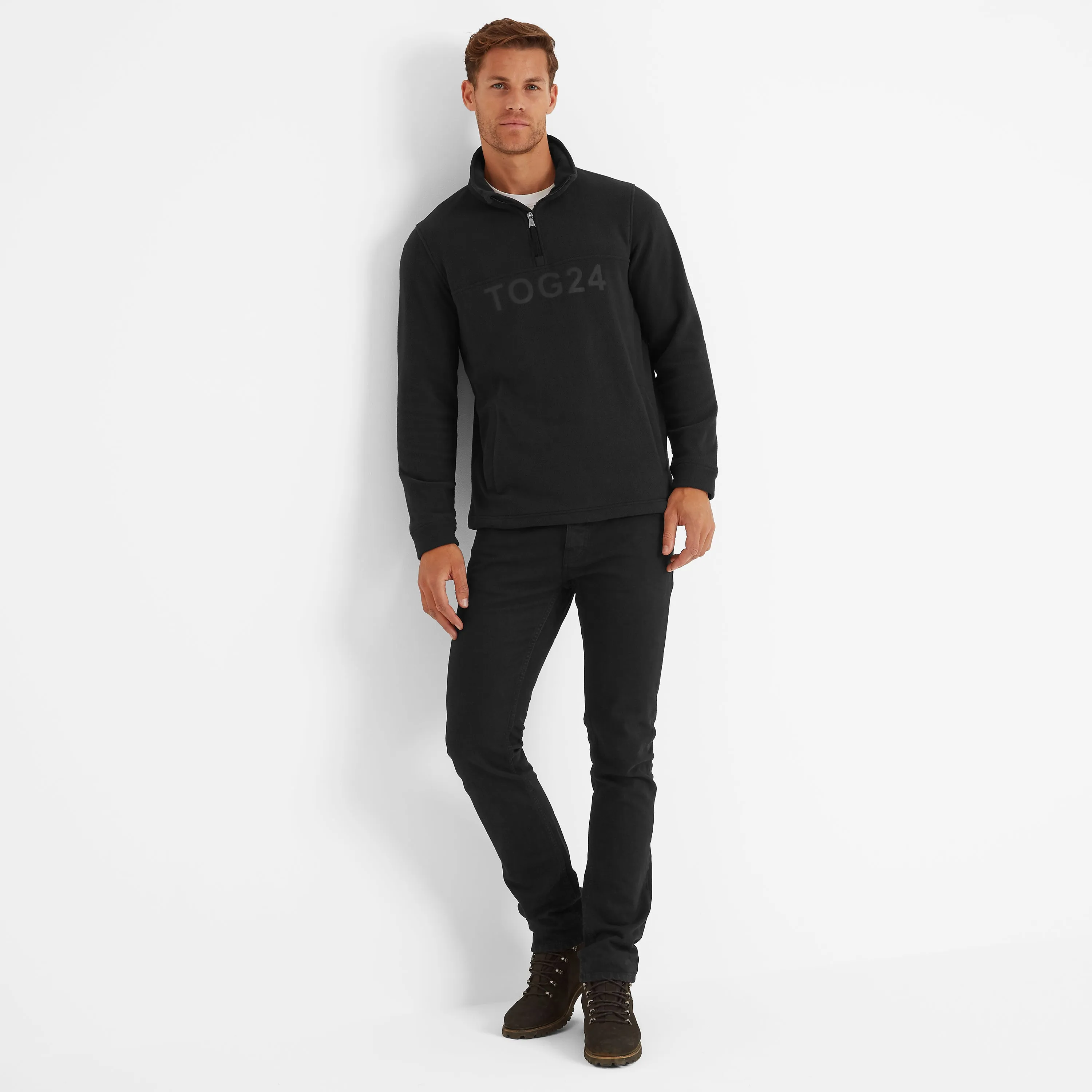 Brandon Mens Fleece Zip Neck - Black