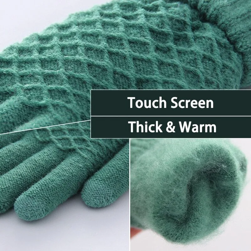 Bright-colored Knitted Touch Screen Cashmere Winter Gloves