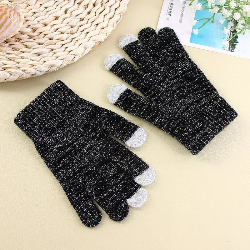 Bright-colored Knitted Touch Screen Cashmere Winter Gloves