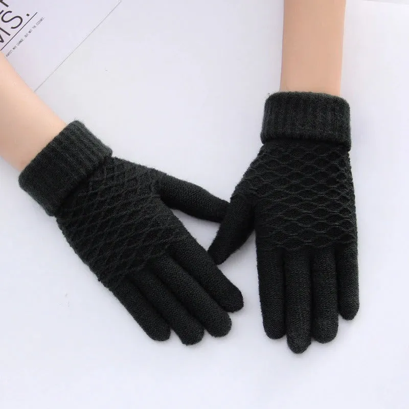 Bright-colored Knitted Touch Screen Cashmere Winter Gloves