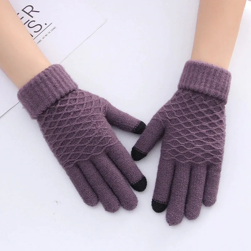 Bright-colored Knitted Touch Screen Cashmere Winter Gloves