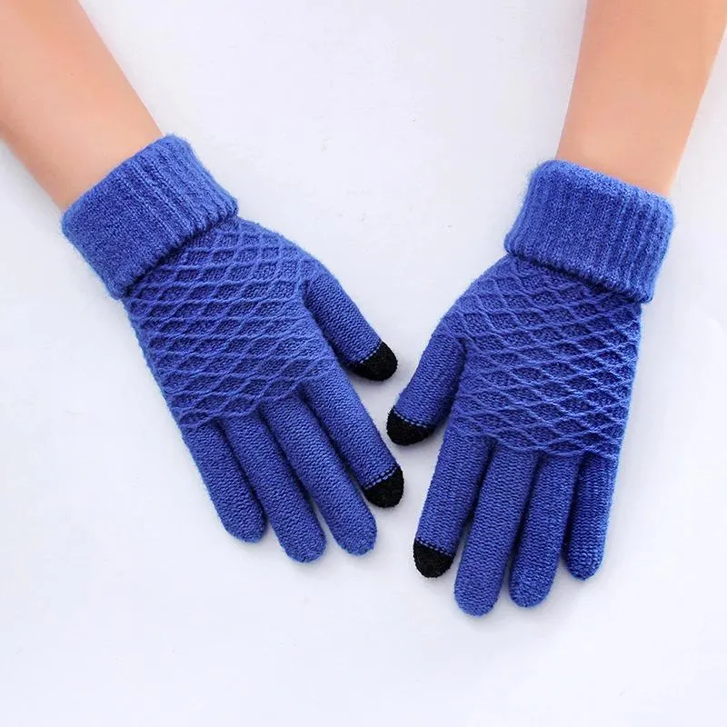 Bright-colored Knitted Touch Screen Cashmere Winter Gloves