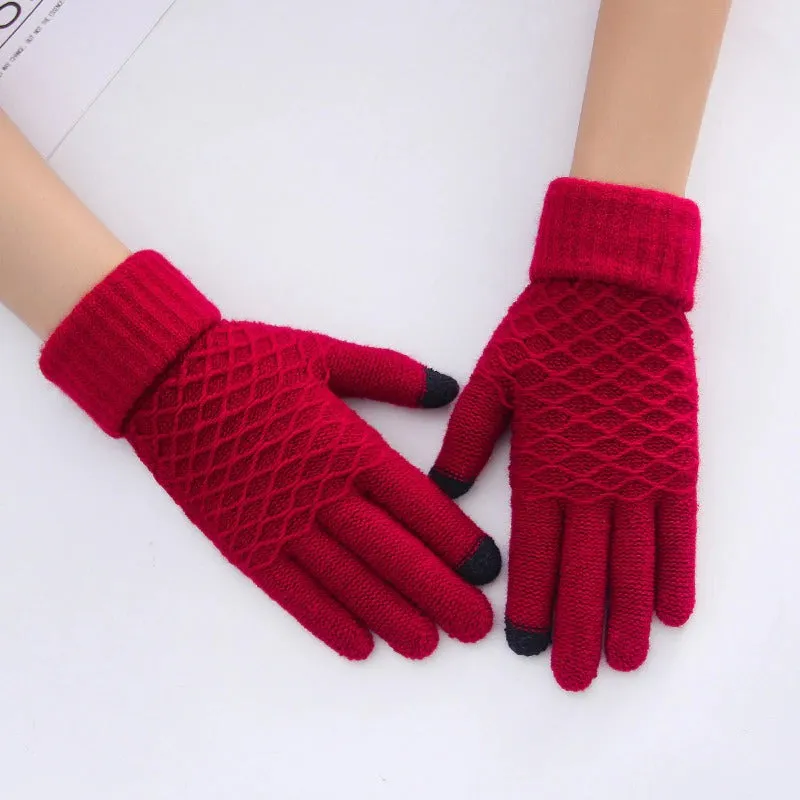 Bright-colored Knitted Touch Screen Cashmere Winter Gloves