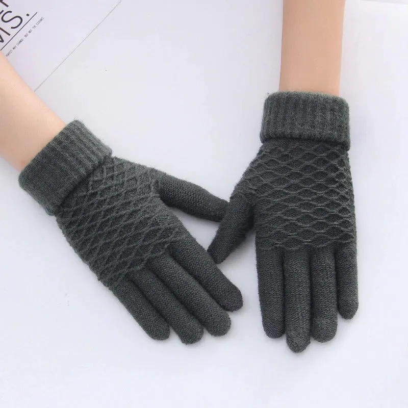 Bright-colored Knitted Touch Screen Cashmere Winter Gloves