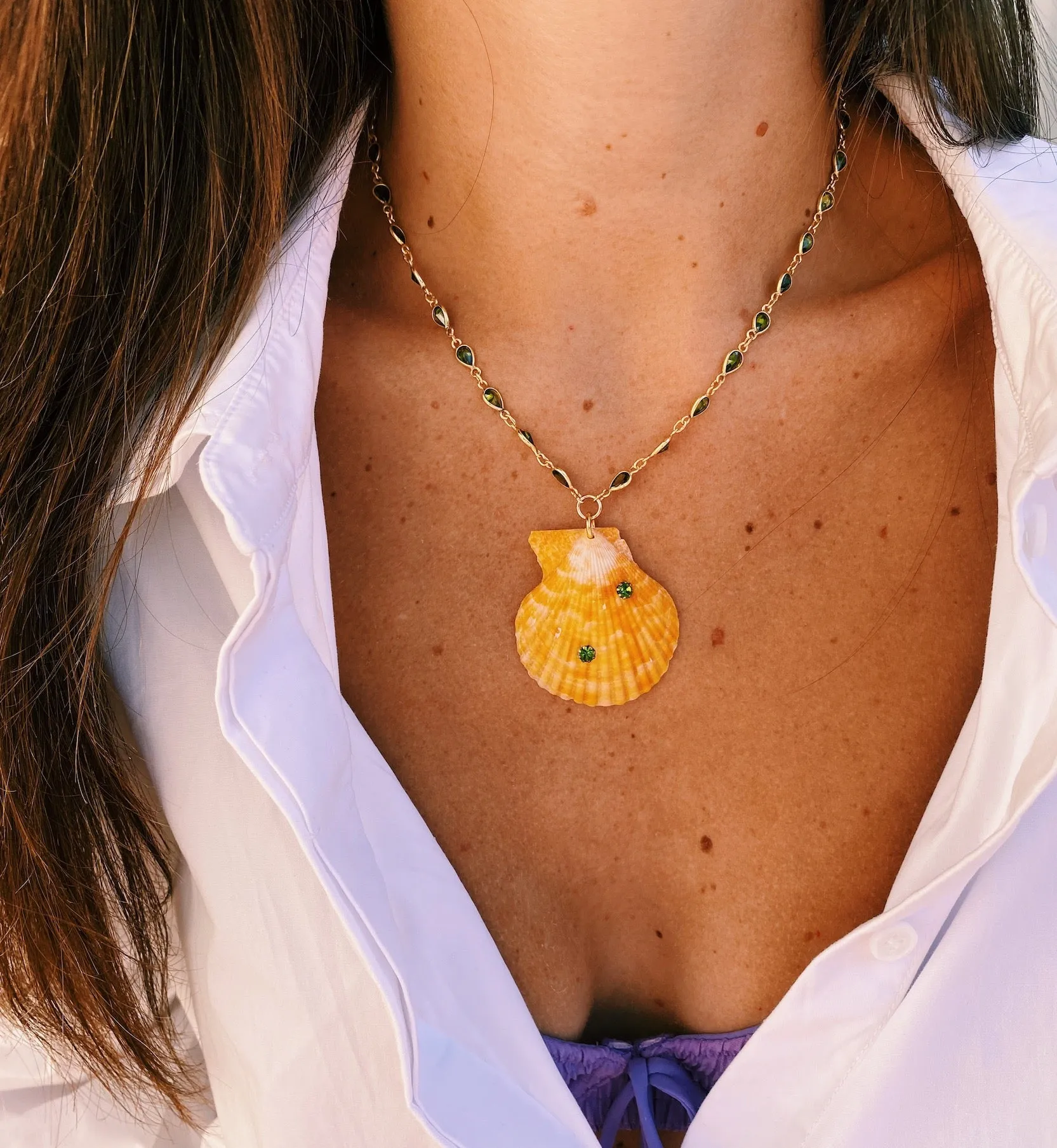 Brinker   Eliza On Holiday Orange Shell Necklace