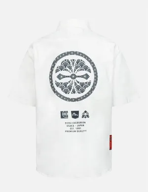 Brocade Seagull and Kamon Print Shirt