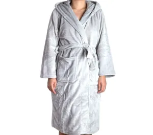 Brogo Microfiber Supersoft Hooded Bathrobe Dove S/M