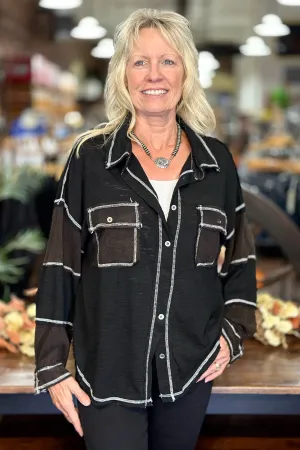 Brown and Black Oversized Button Down by POL