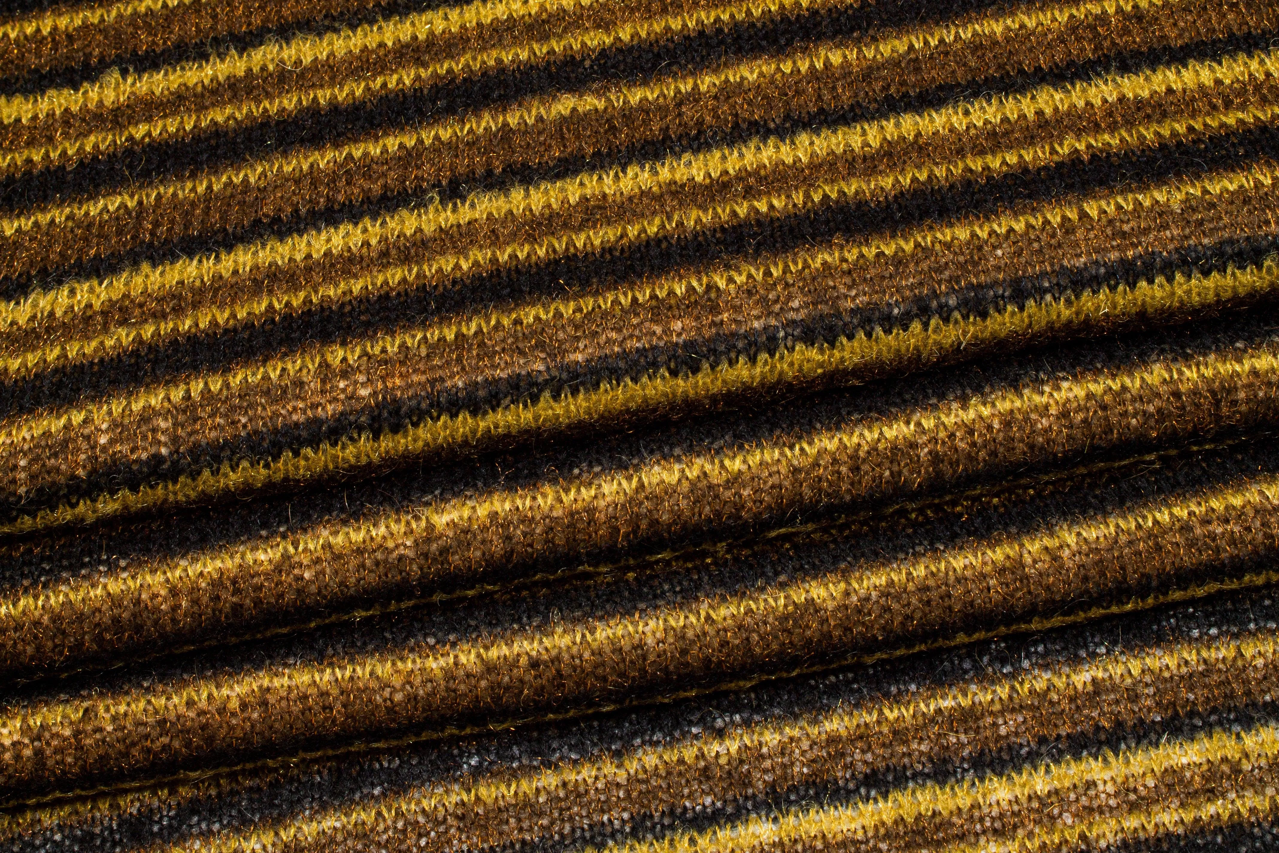 Brown and Black Striped Poly Wool Jersey Knit