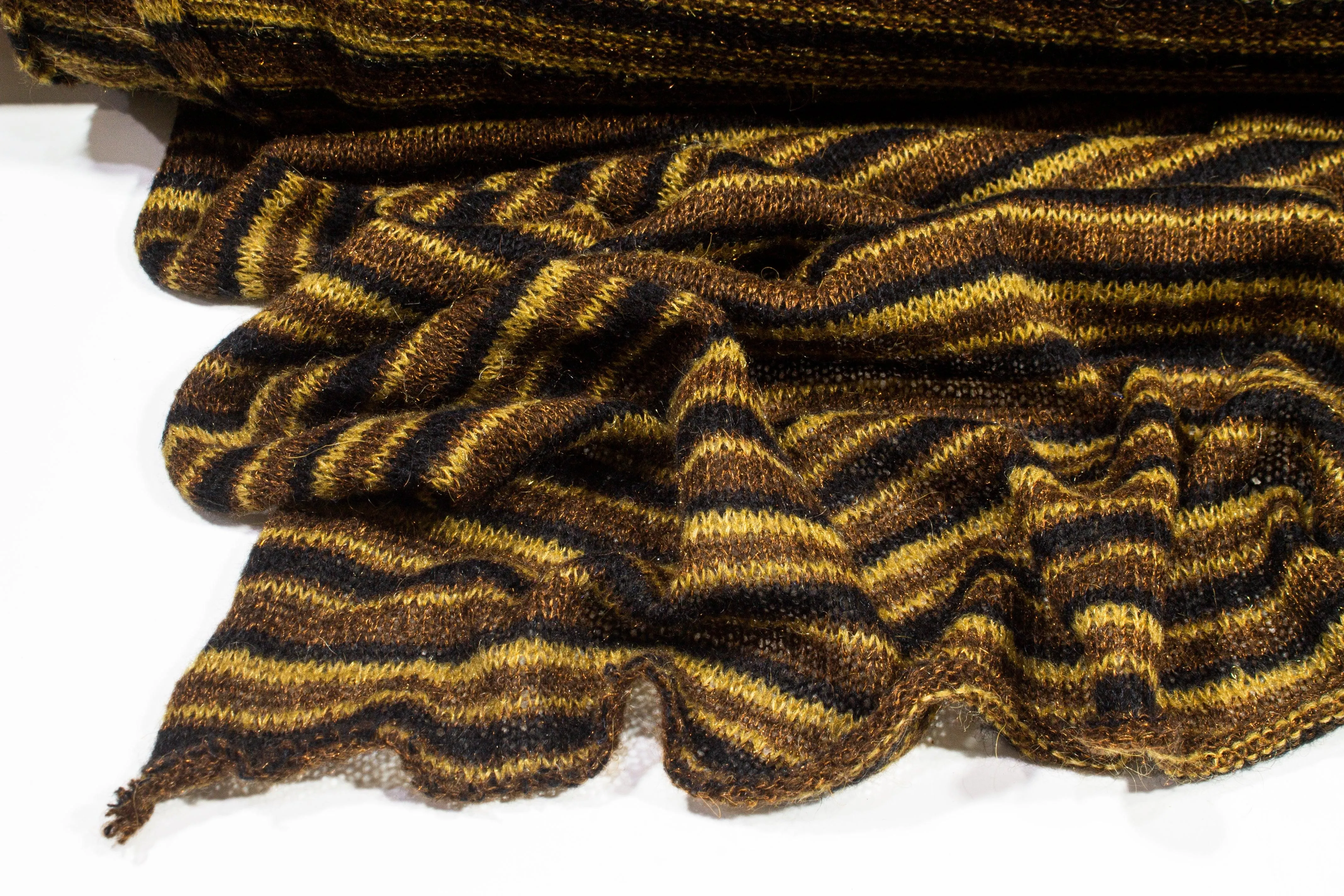 Brown and Black Striped Poly Wool Jersey Knit