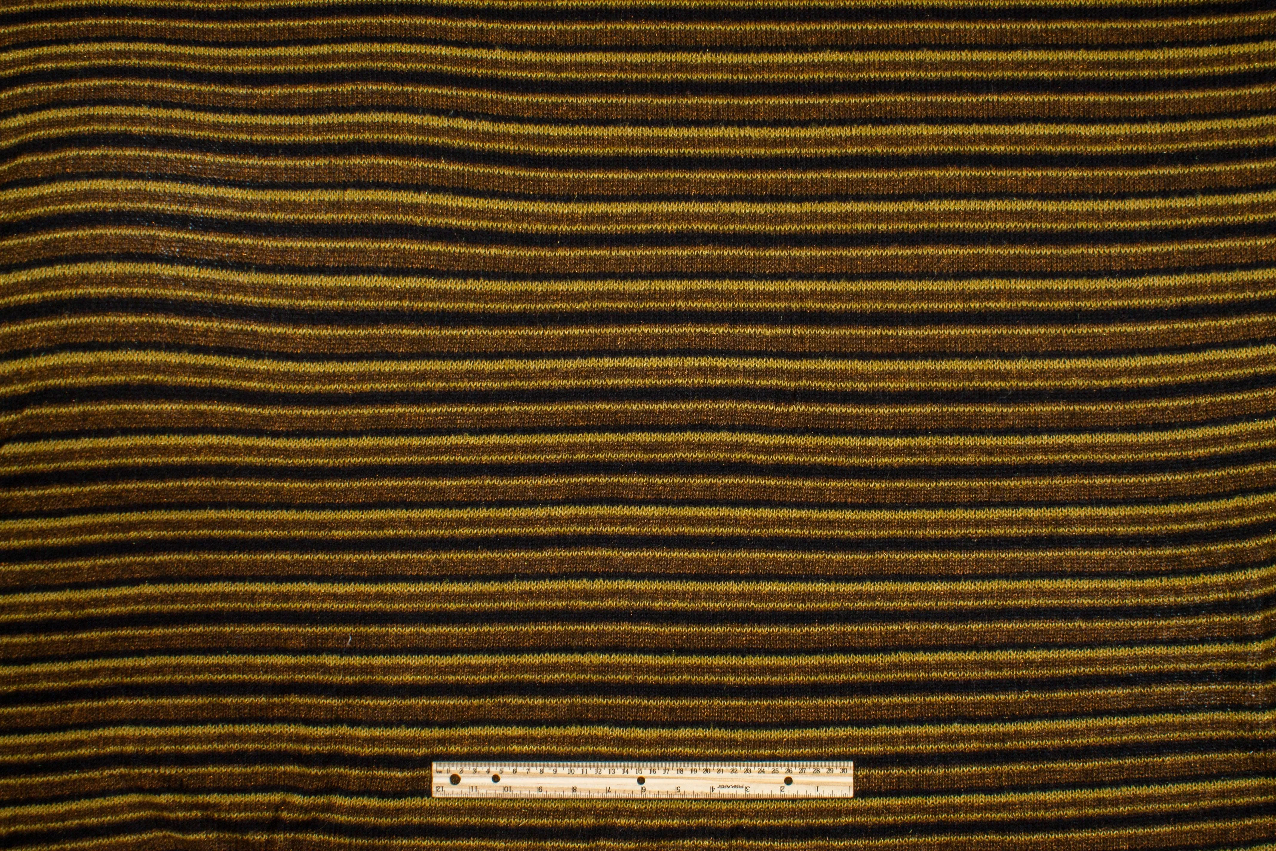 Brown and Black Striped Poly Wool Jersey Knit