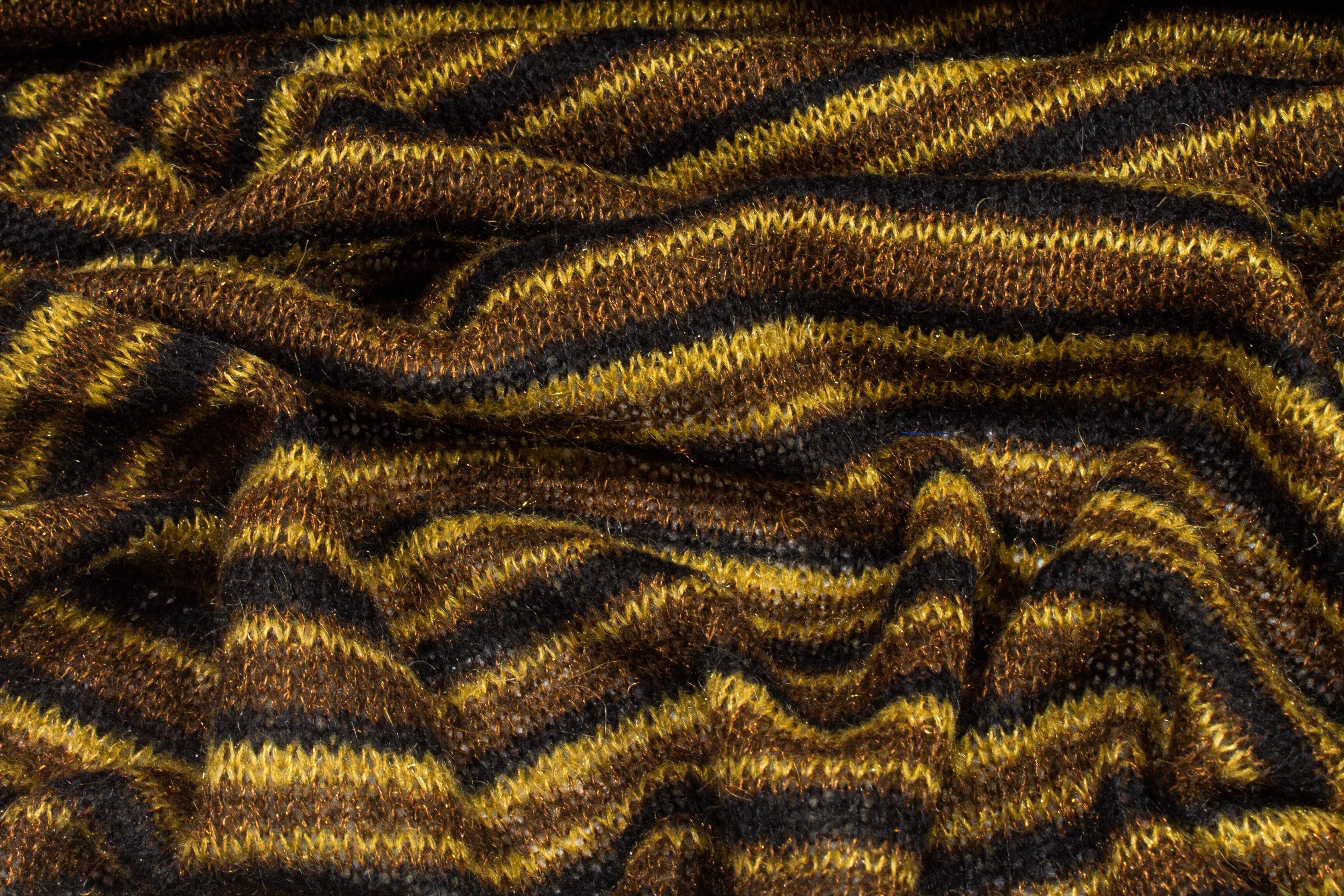 Brown and Black Striped Poly Wool Jersey Knit