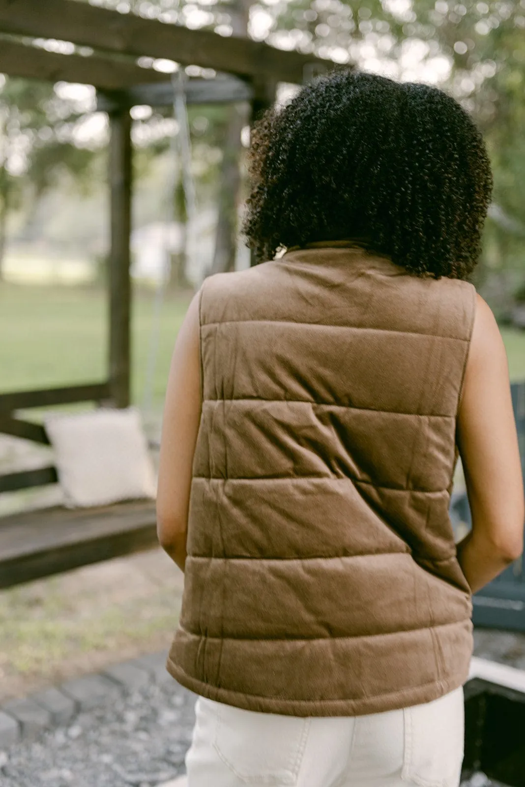 Brown Velvet Padded Vest