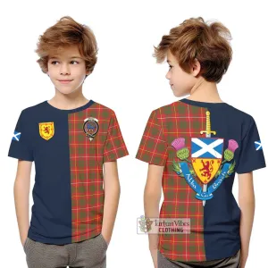 Bruce Modern Tartan Kid T-Shirt Alba with Scottish Lion Royal Arm Half Style