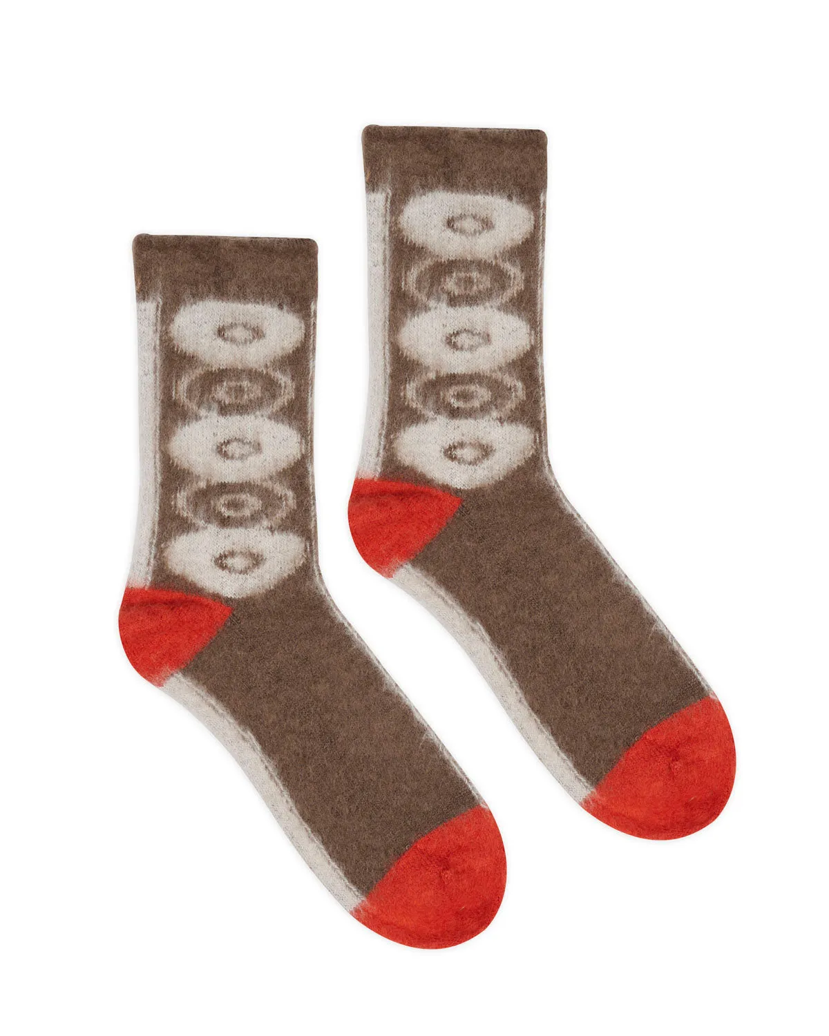 Brushed Oval Argyle Socks - Brown