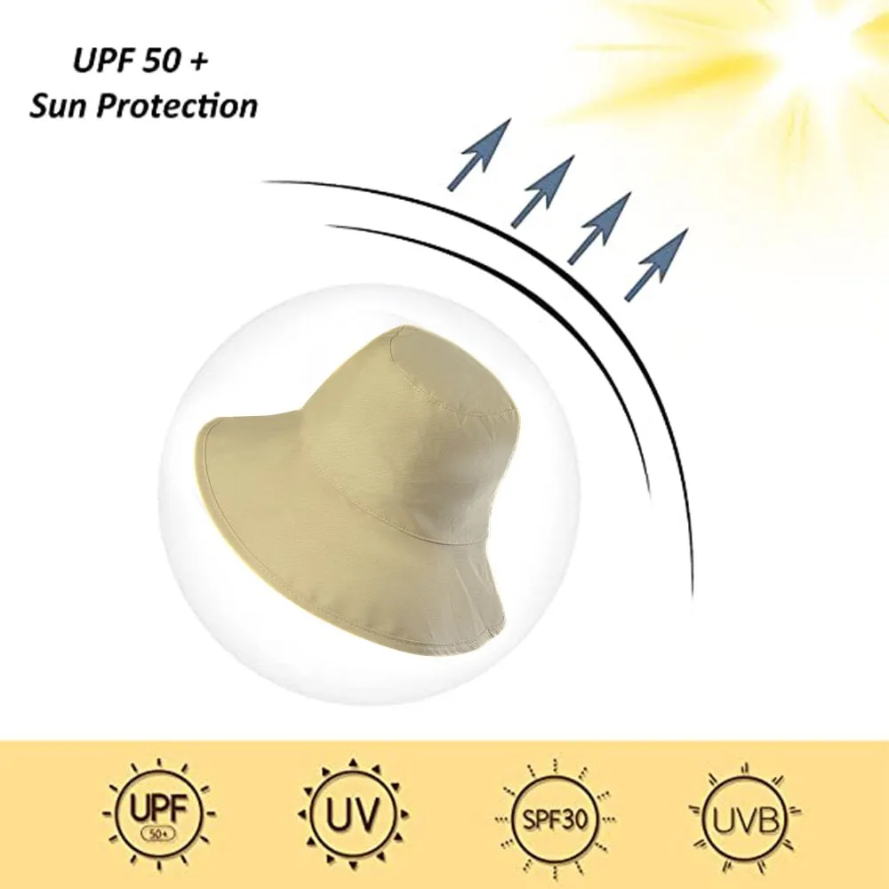 Bucket Hat, Summer Travel Beach Sun Hat, Bucket Hat for Women Men Cotton Unisex Foldable Fisherman Hat Outdoor Cap, Khaki