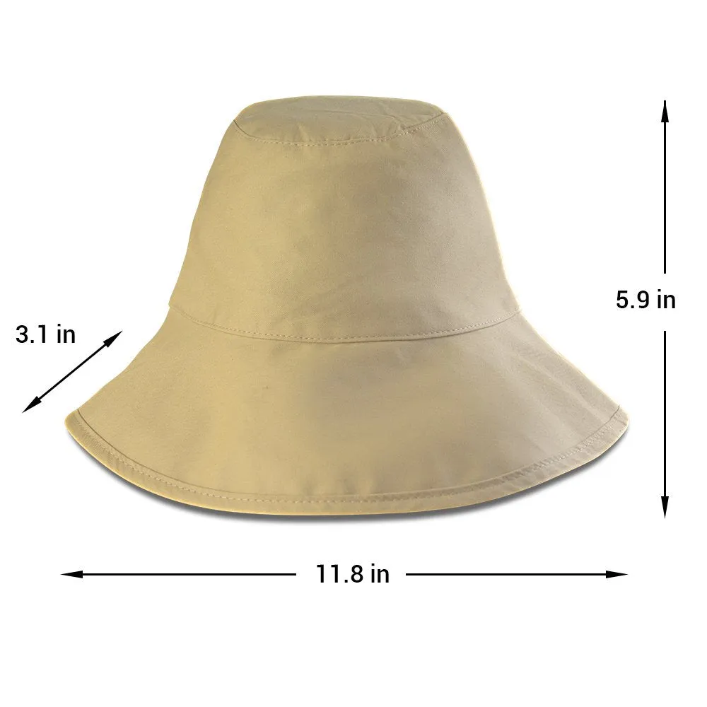 Bucket Hat, Summer Travel Beach Sun Hat, Bucket Hat for Women Men Cotton Unisex Foldable Fisherman Hat Outdoor Cap, Khaki