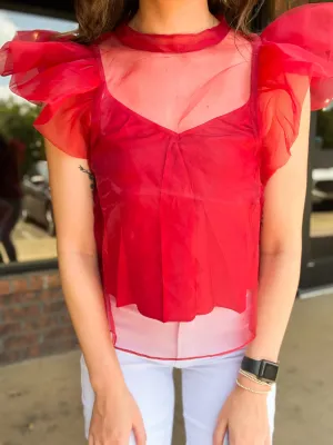 BuddyLove Organza Ruffle Sleeve Layered Blouse