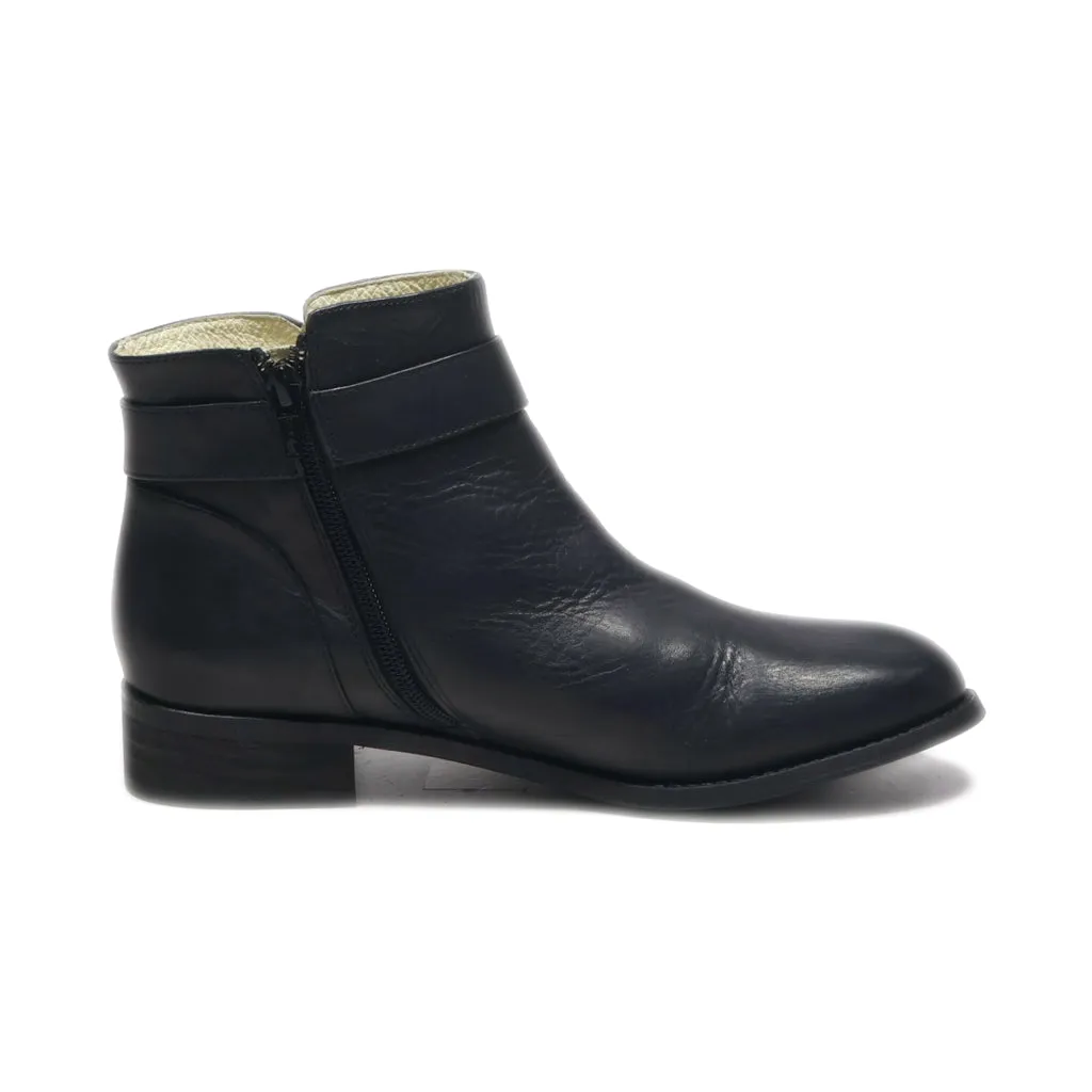 Buffalo Ankle Boots Leather Black Colour For Women