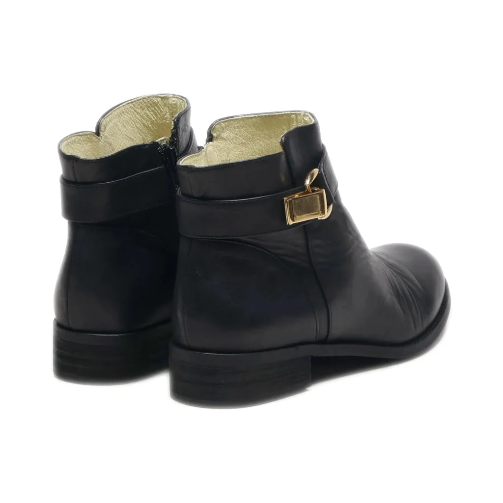 Buffalo Ankle Boots Leather Black Colour For Women