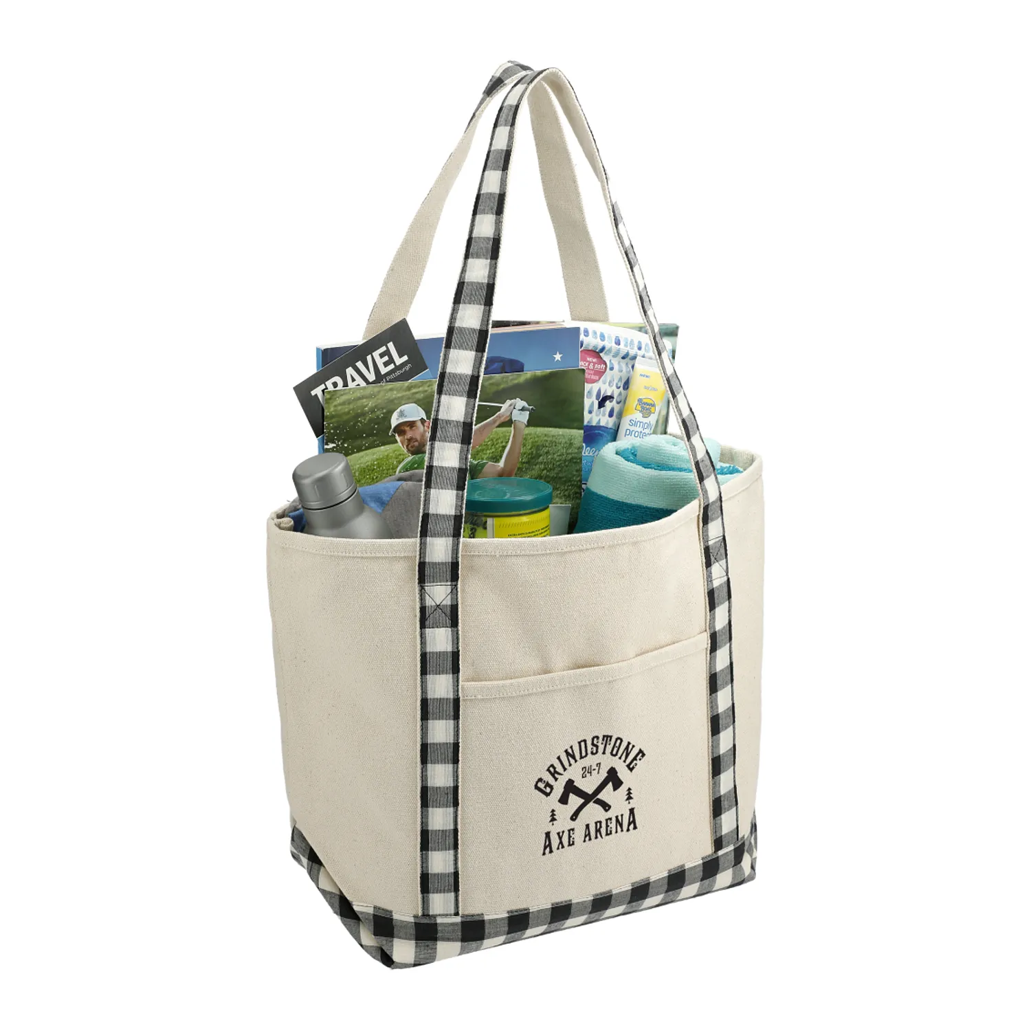 Buffalo Plaid 18oz Cotton Boat Tote