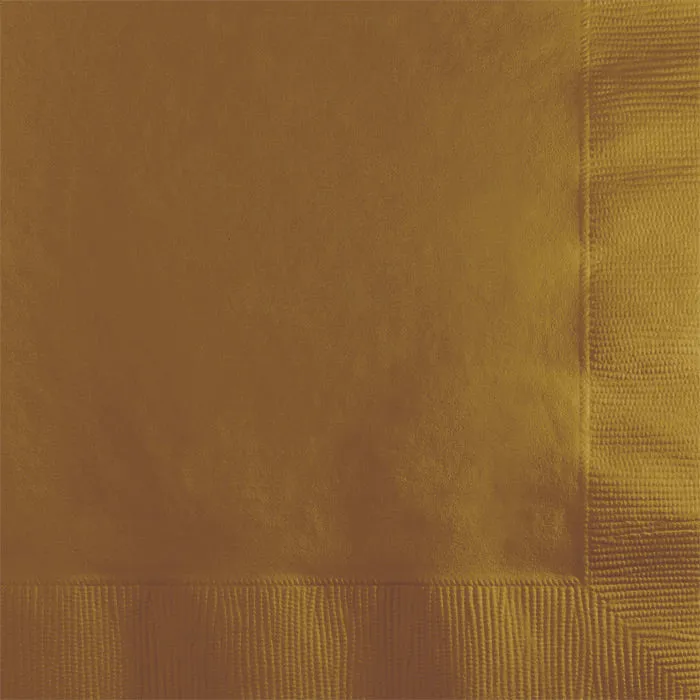 Bulk Pack of 100 Glittering Gold Beverage Napkins 2Ply