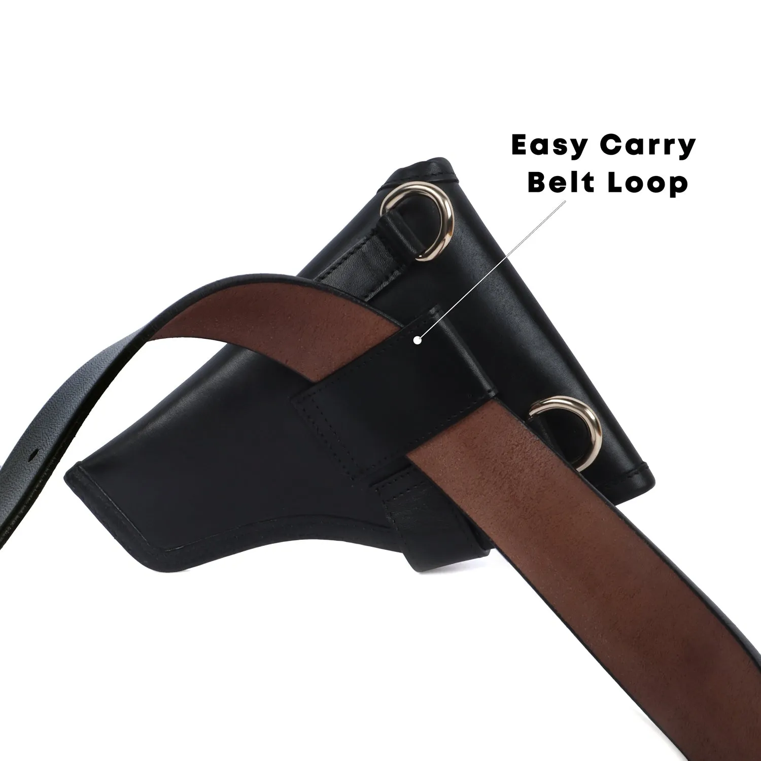 Bullets Holder Gun Cover & Buckle Strap Black Genuine Leather Cover With Lion Logo (MTO)
