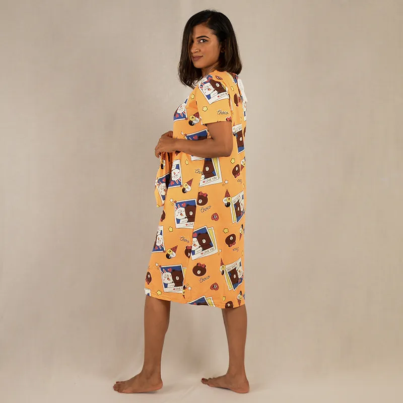 Bunny Bear Printed Nighty