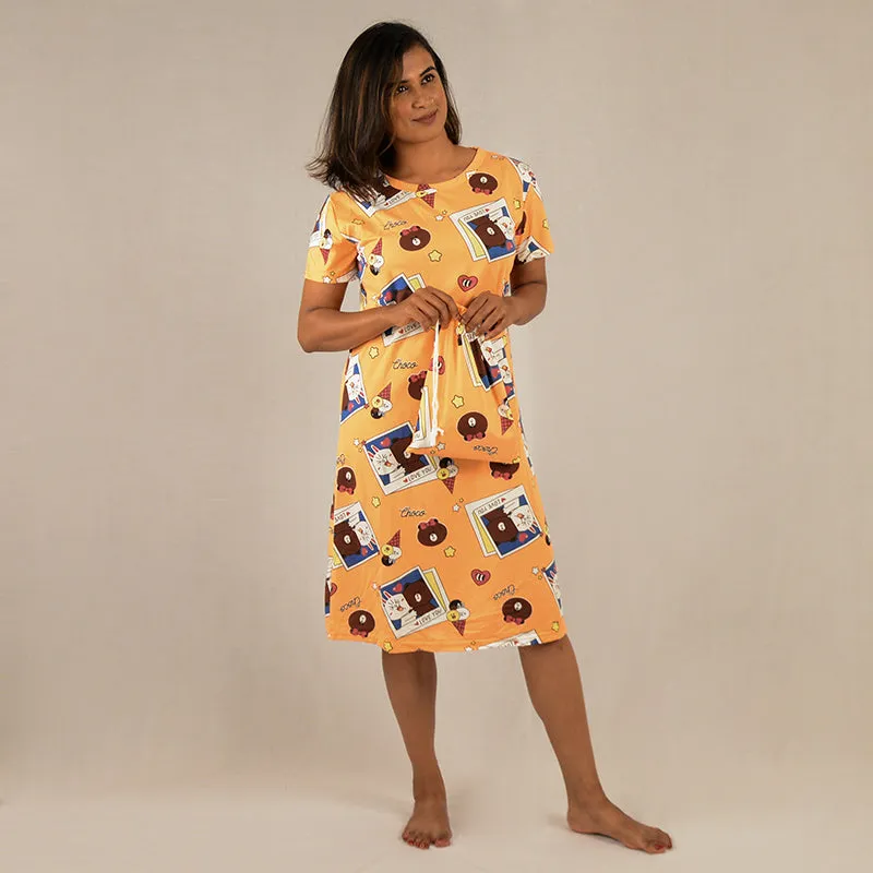 Bunny Bear Printed Nighty