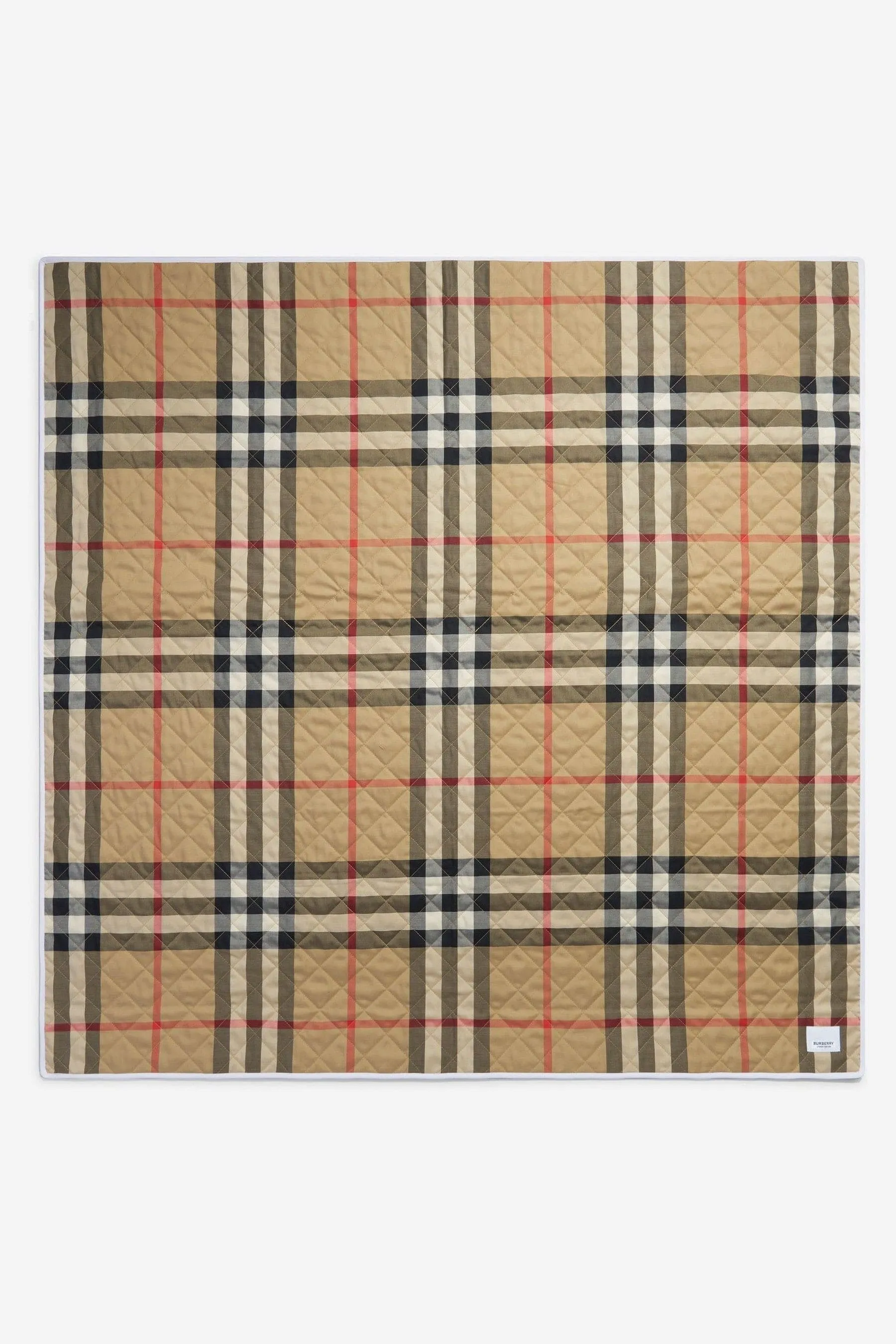 Burberry Baby Teri Quilted Check Blanket in Beige