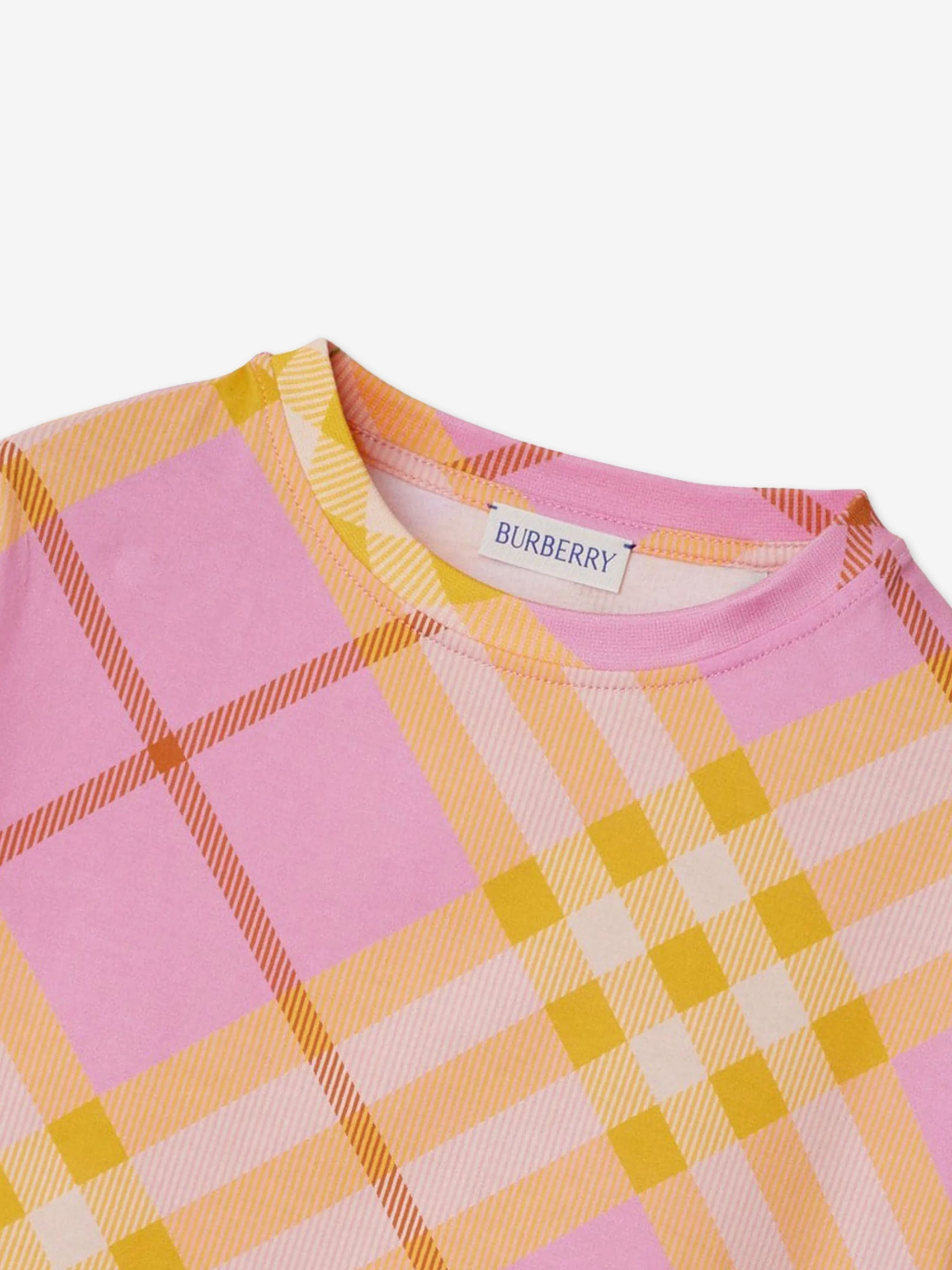 Burberry Girls Lilia Check T-Shirt in Pink