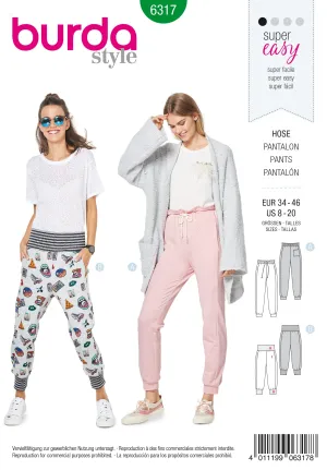 Burda Pattern 6317 Misses' jogging pull on pant