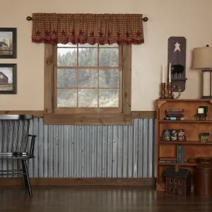 Burgundy Star Scalloped Layered Lined Valance 72"