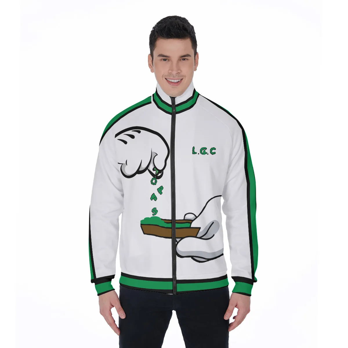 BURN THE OPPS WHT Stand Collar Jacket