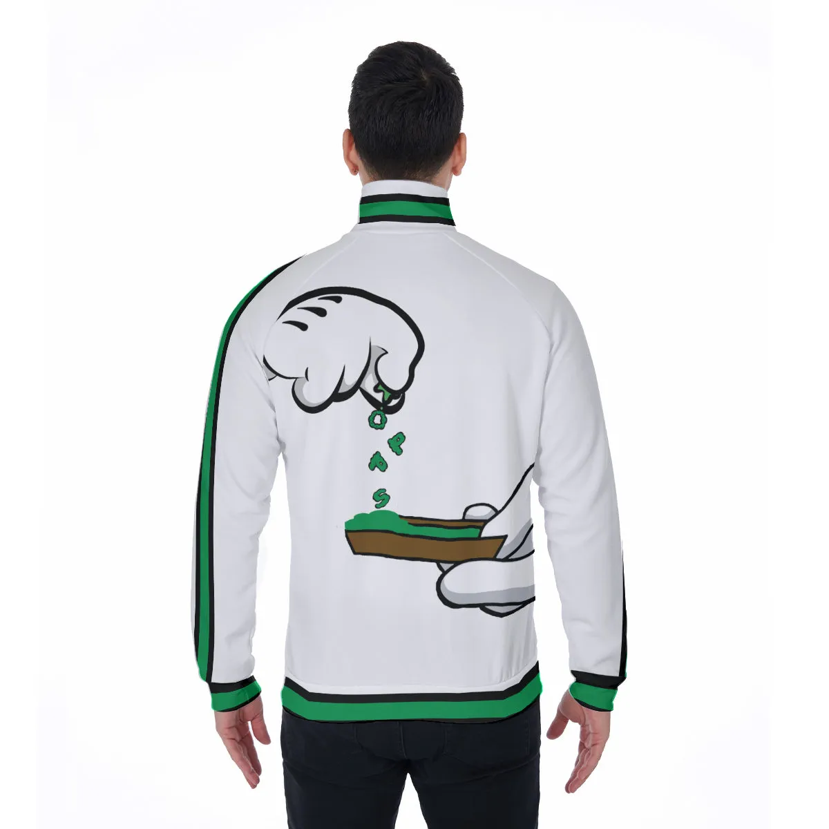 BURN THE OPPS WHT Stand Collar Jacket