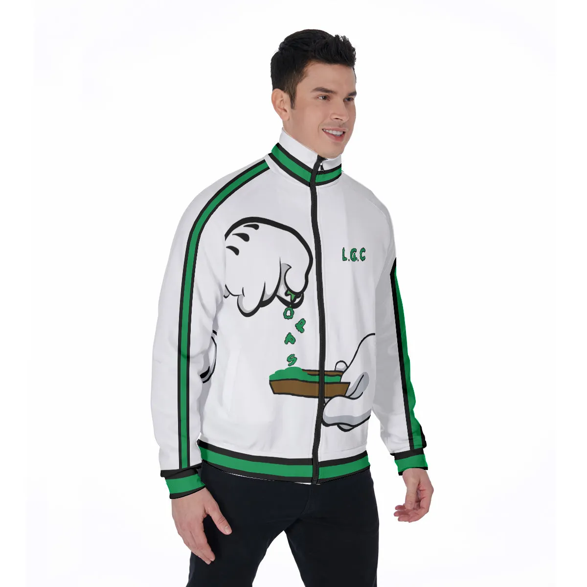 BURN THE OPPS WHT Stand Collar Jacket