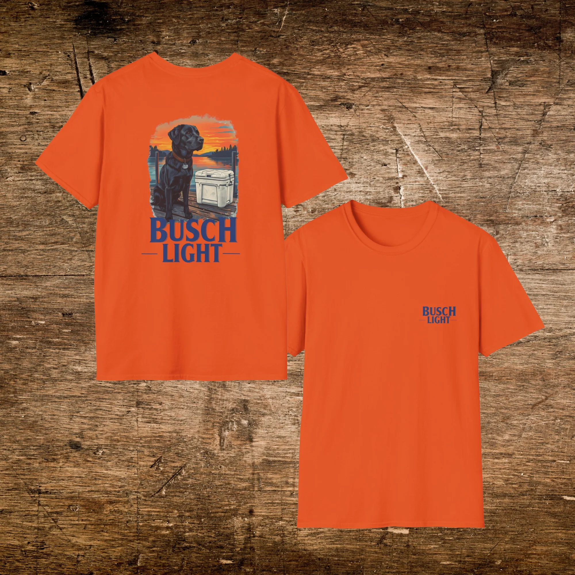 Busch Light Black Lab Lake Sunset Softstyle Graphic T-Shirt