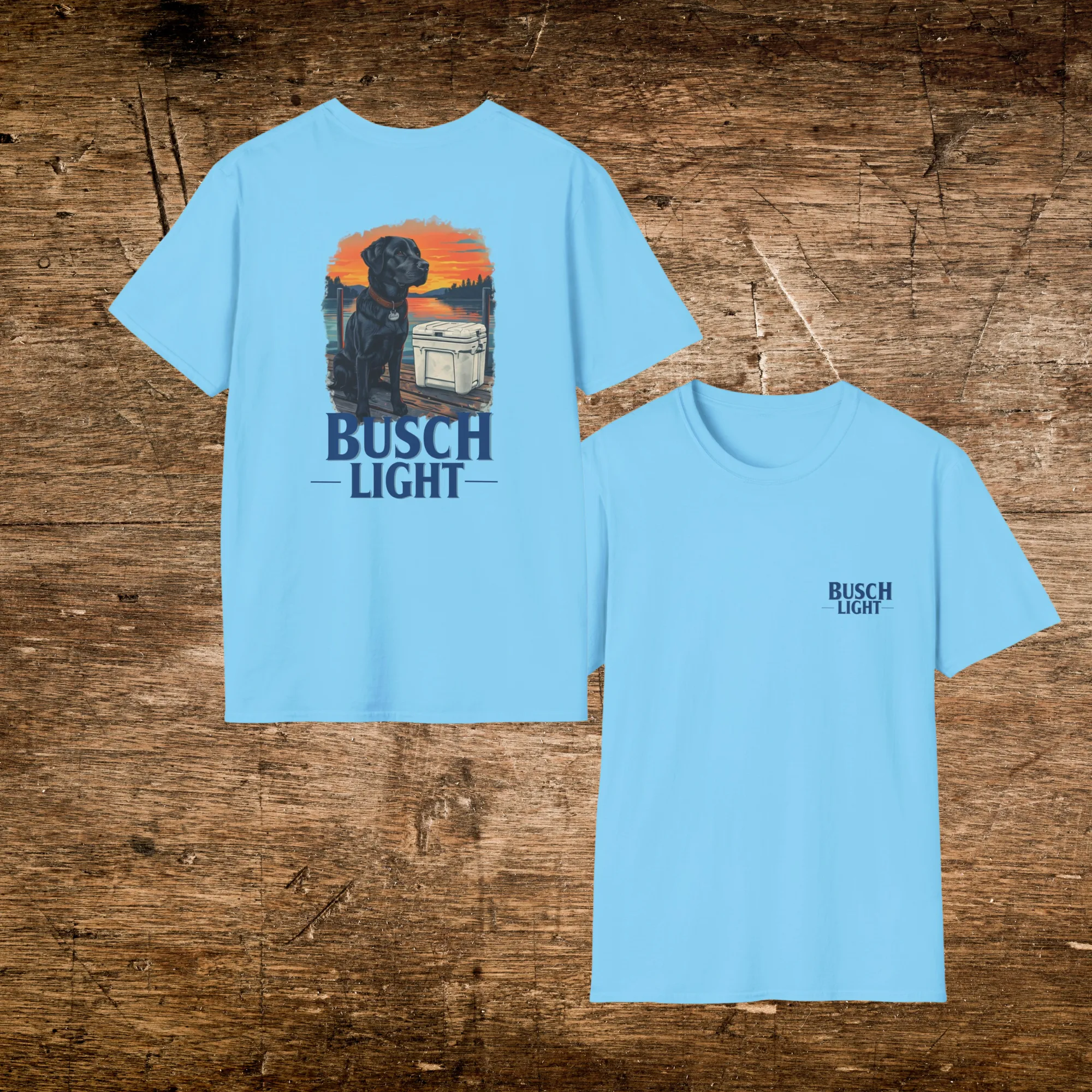 Busch Light Black Lab Lake Sunset Softstyle Graphic T-Shirt