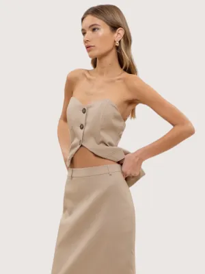 Bustier Button Front Top | Tan