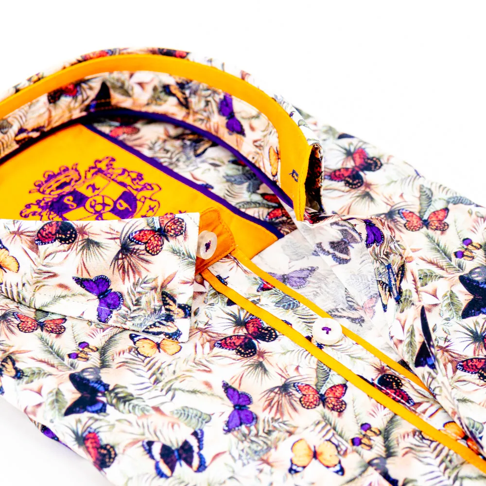Butterflies Button Down Print Shirt